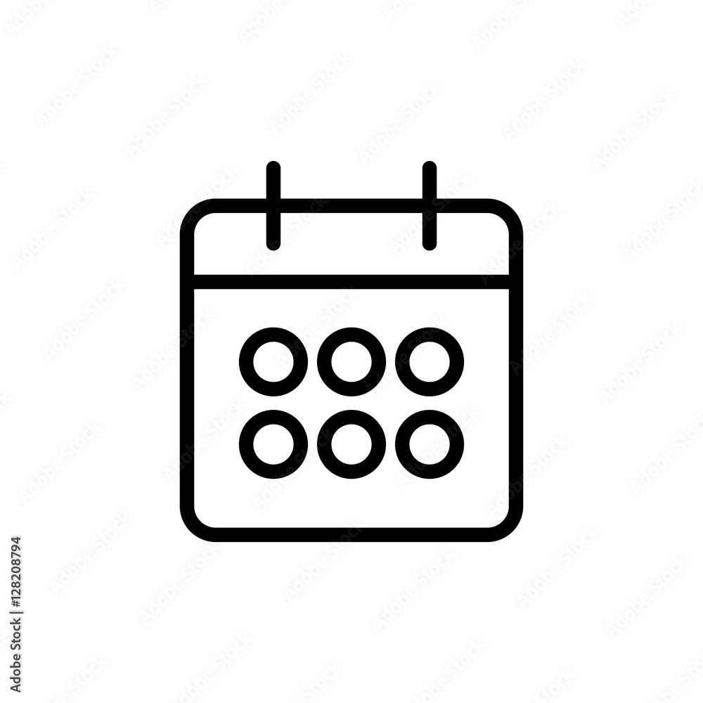 thin line calendar icon on white background thin line calendar icon on white background