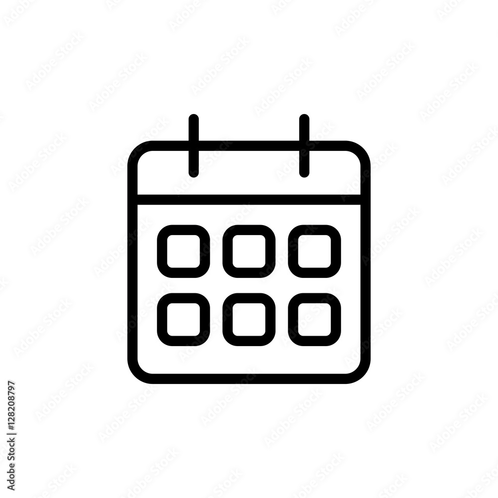 thin line calendar icon on white background thin line calendar icon on white background