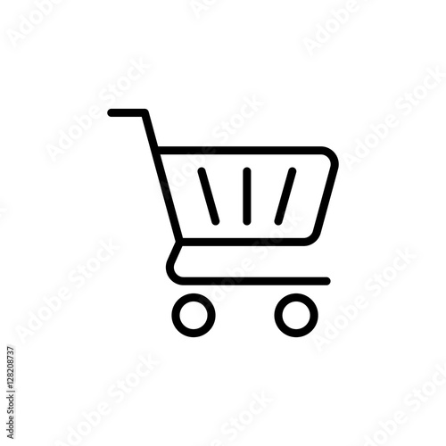 thin line shopping card, trolley icon on white background