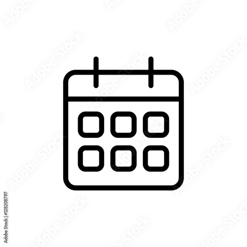 thin line calendar icon on white background