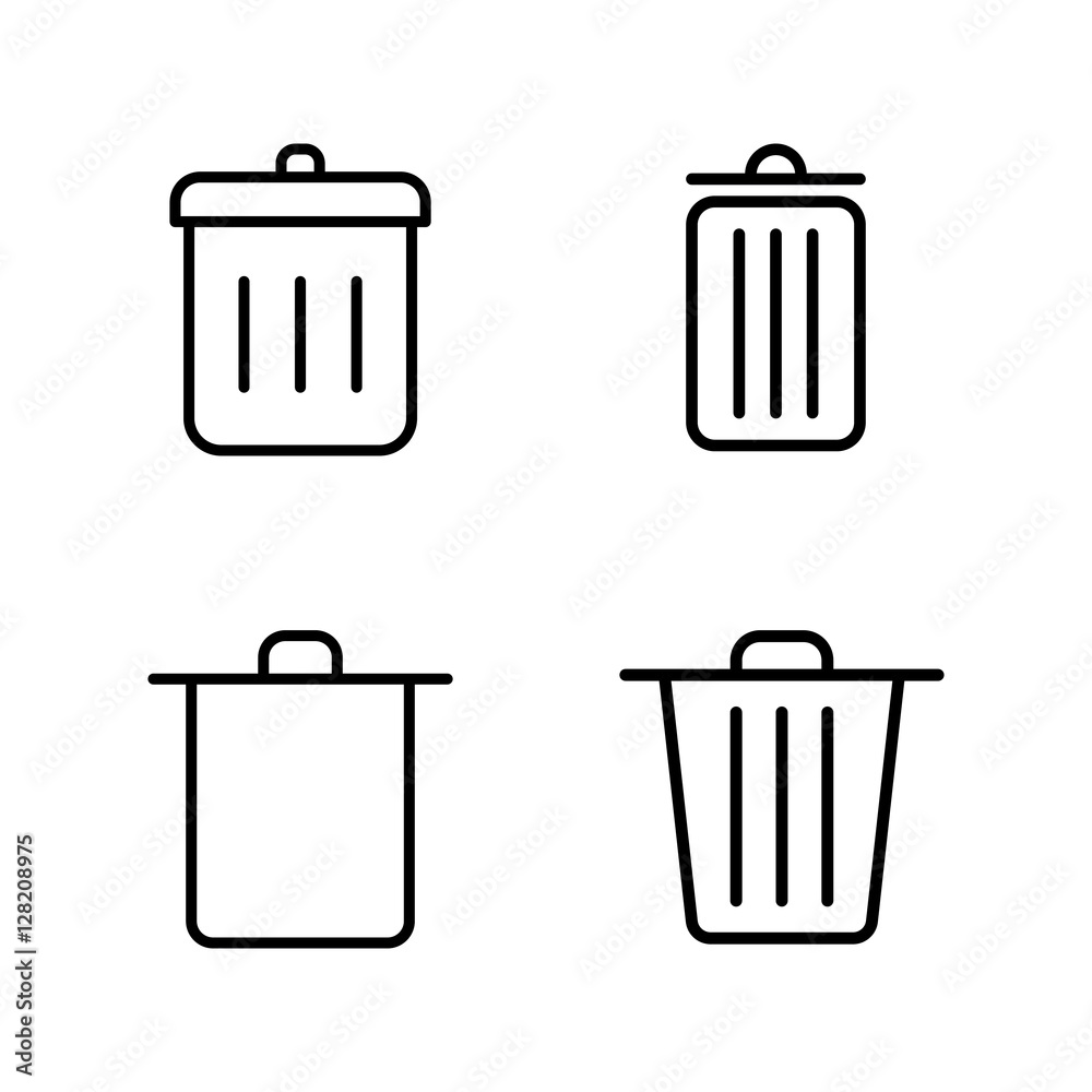 thin line trash bin icon on white background thin line trash bin icon on white background