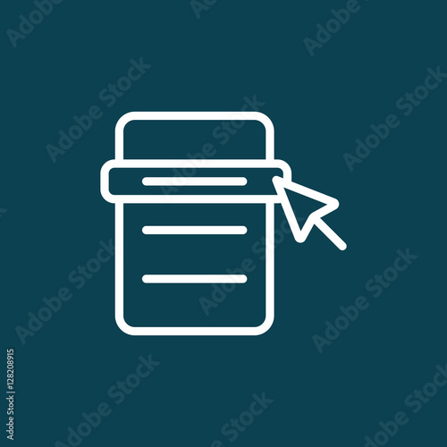 thin line menu scrolling icon on blue background