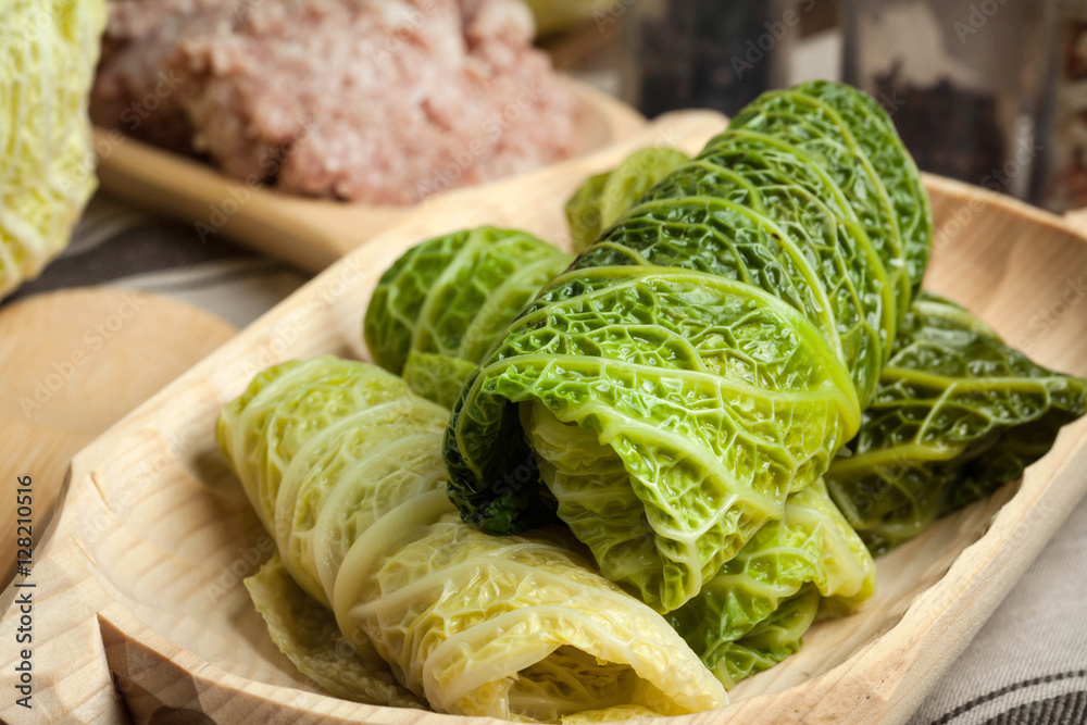 Fototapeta premium Cabbage rolls stuffed with meat and grits.