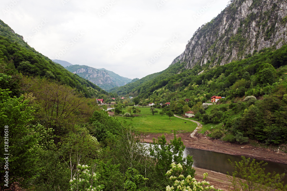 Valley of Cerna River landscape, Romania