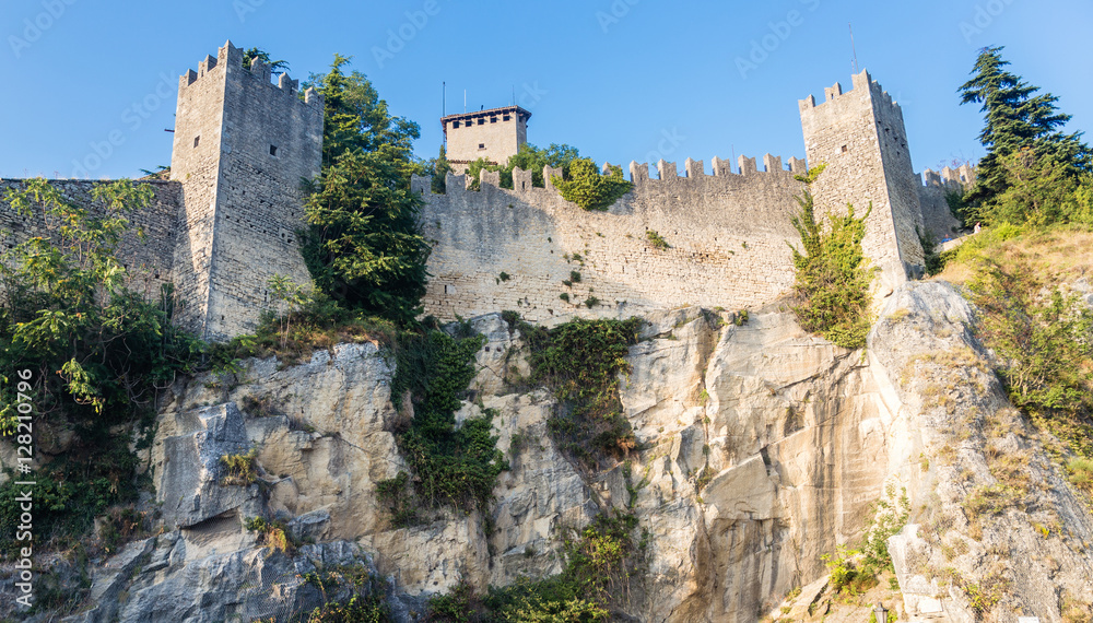 The woll of Guaita fortress is the oldest and the most famous in San Marino