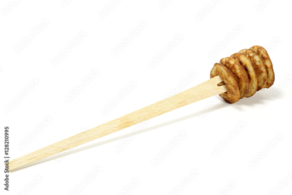 homemade Dutch poffertjes isolated on white background