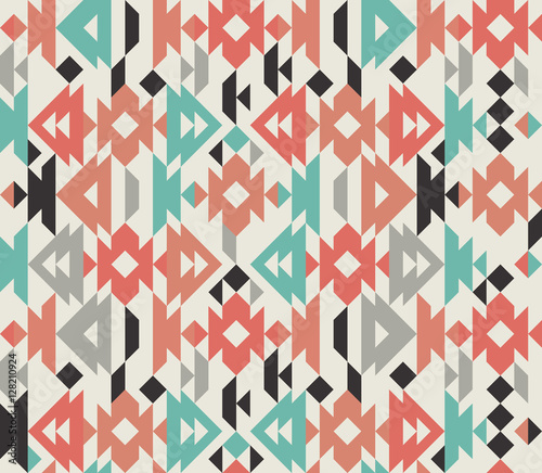 Ancient Mexican colorful ornamental fabric textile background - vector seamless pattern