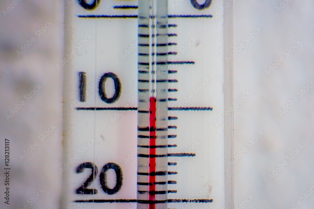 Street thermometer shows minus ten degrees below zero Stock Photo | Adobe  Stock