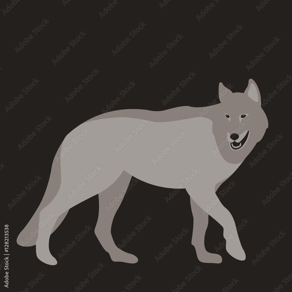 wolf vector illustration style Flat