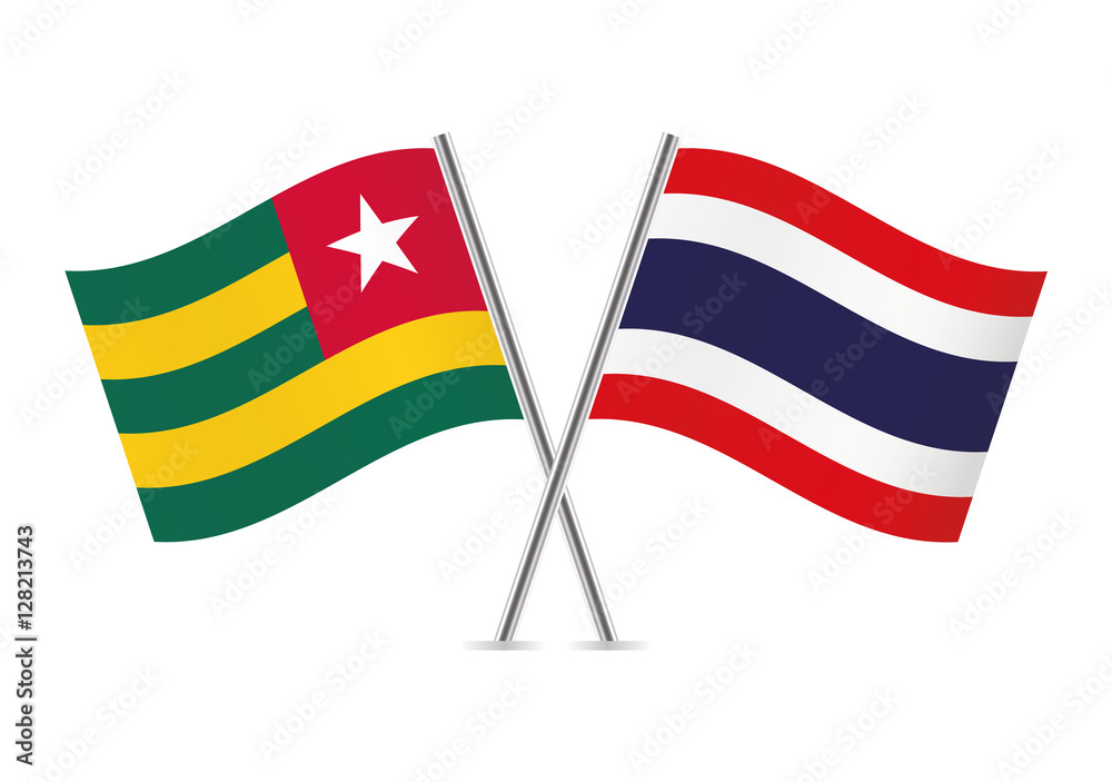 Togo and Thailand flags. Vector illustration.