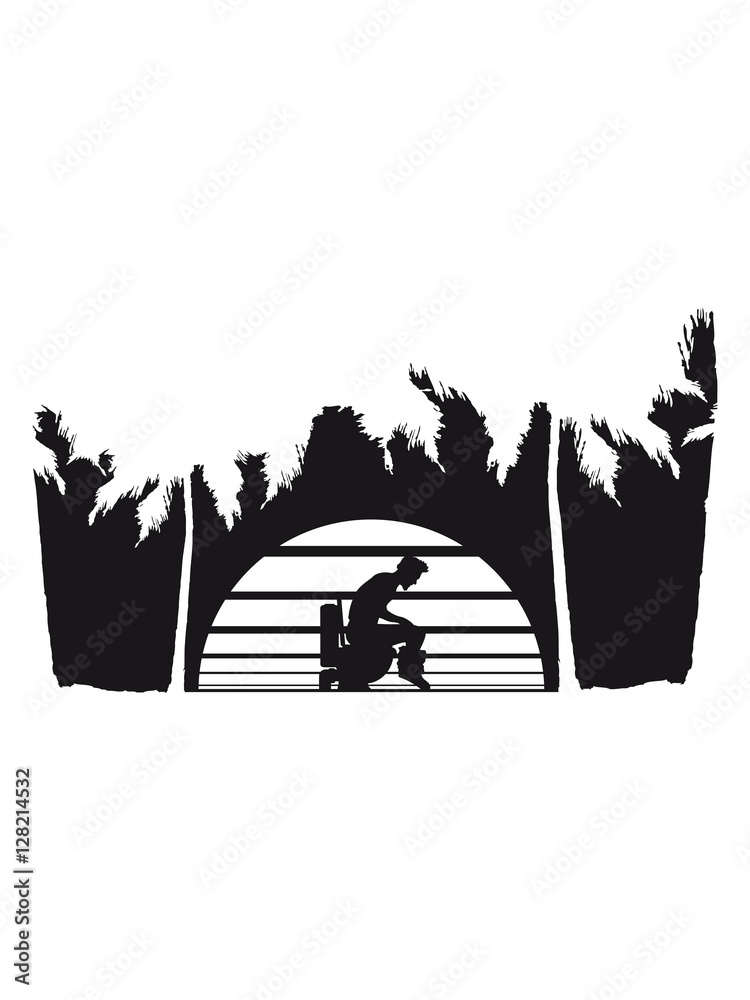 Fototapeta premium Sun palms beach vacation vacation large toilet toilet shit toilet funny brown sausage fladen stink shit kacke kot frechen comic cartoon