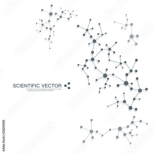 Structure molecule of DNA and neurons. Structural atom. Chemical compounds. Medicine, science, technology concept. Geometric abstract background. Vector illustration for your design.