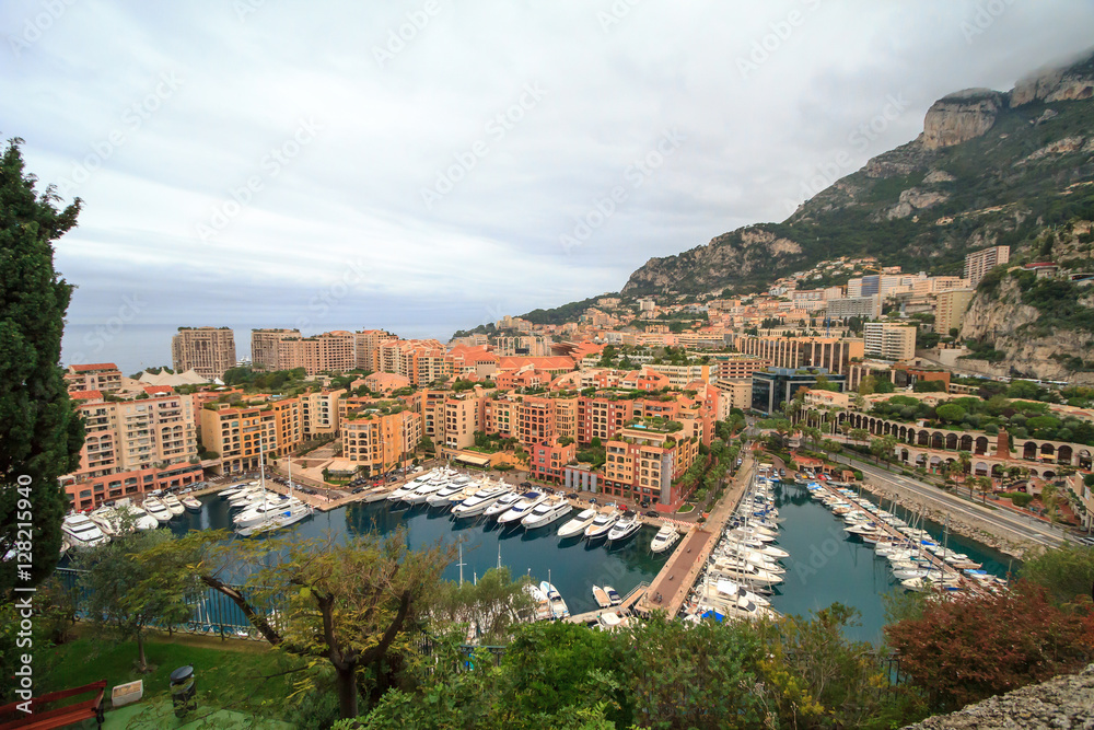 Rainy day in Monaco. Monaco-Ville.