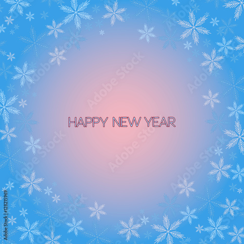Happy New Year. Snowflakes greeting card. Background for winter and christmas theme. Vector illustration. Snowing background.