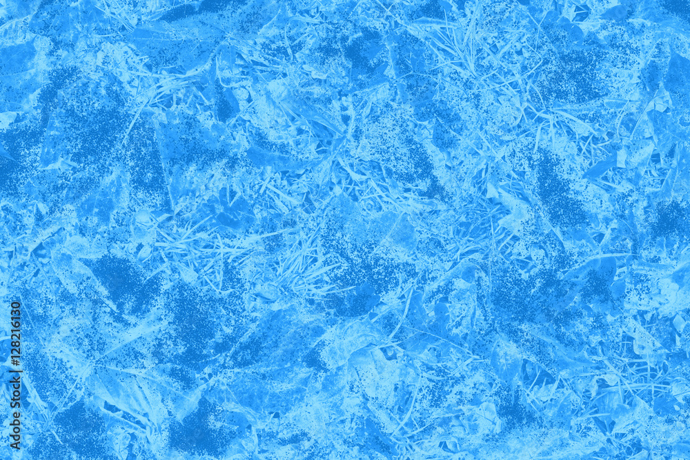 Cracked texture of ice. Blue ice surface with scratches. New year and  Christmas abstract background. Stock Photo