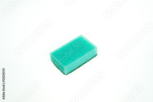Sponges for washing close-up on the table. Fight with dirt. Cannon Housewives.