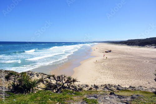 Deserted main beach on North Stradbroke Island in Australia.