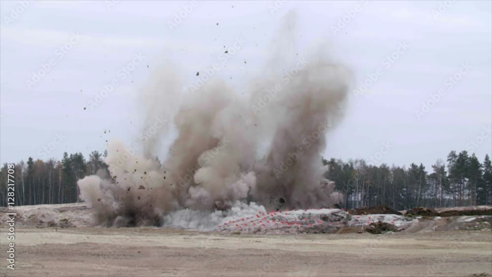 Slow-motion dynamite explosion at the quarry