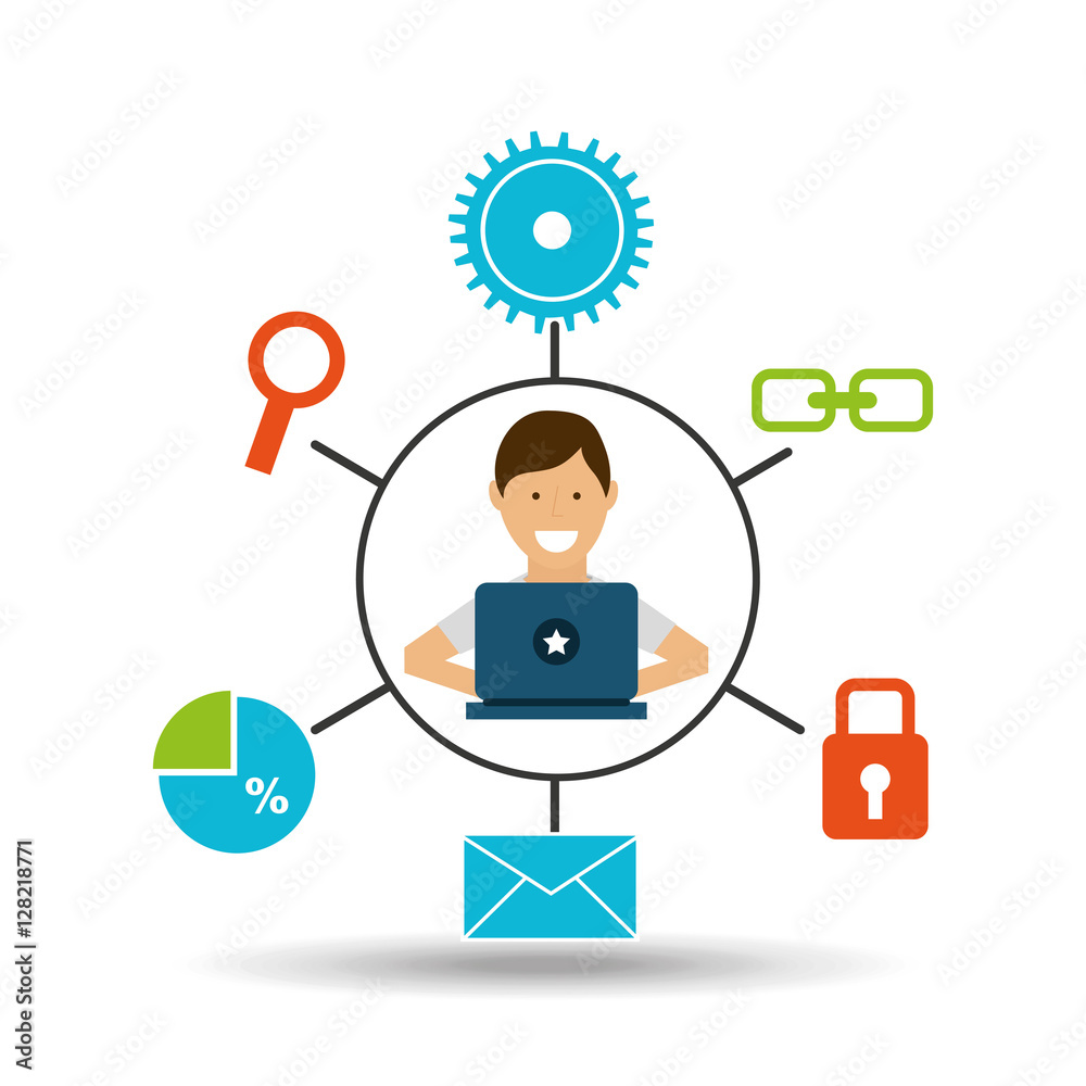 guy working technology social media concept vector illustration eps 10 guy working technology social media concept vector illustration eps 10