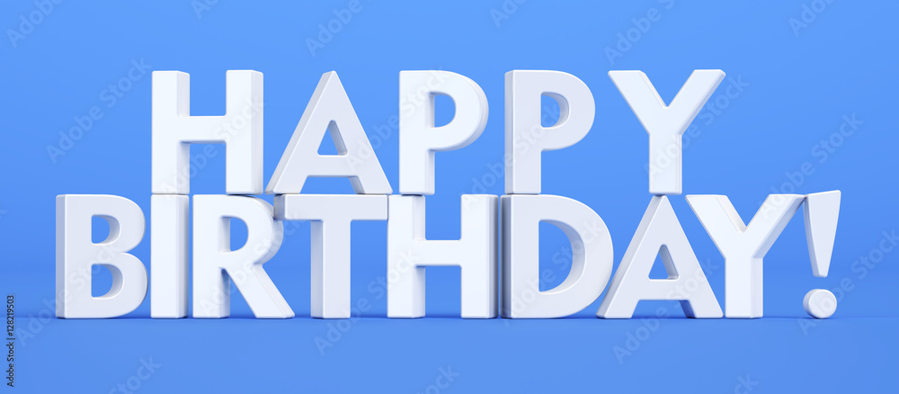 Happy Birthday blue inscription, 3D rendering Happy Birthday blue inscription, 3D rendering