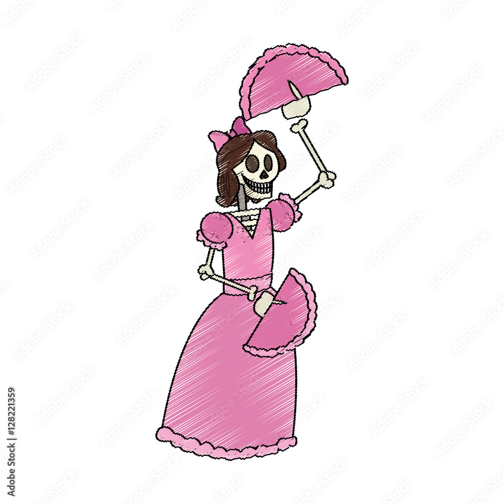 female skull icon. Mexican culture landmark and latin theme. Isolated design. Vector illustration female skull icon. Mexican culture landmark and latin theme. Isolated design. Vector illustration