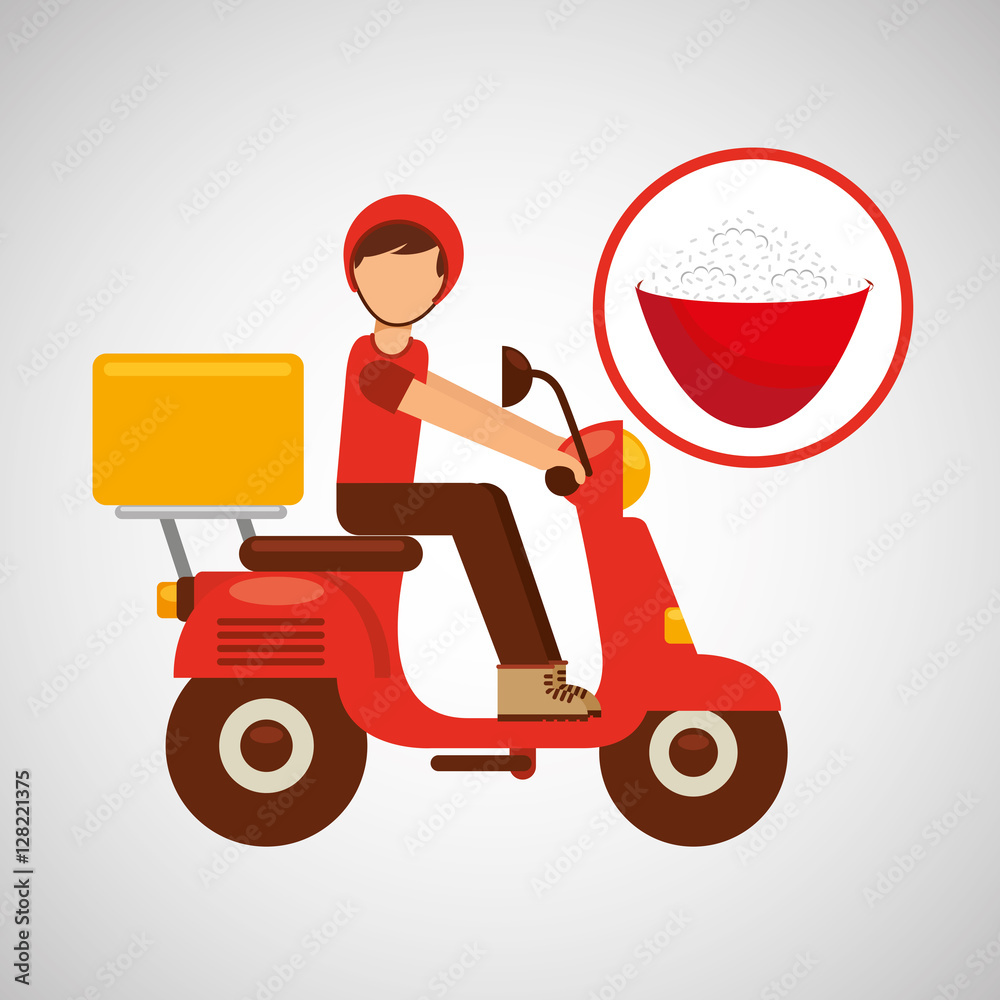 delivery boy ride motorcycle japanese rice vector illustration eps 10 delivery boy ride motorcycle japanese rice vector illustration eps 10