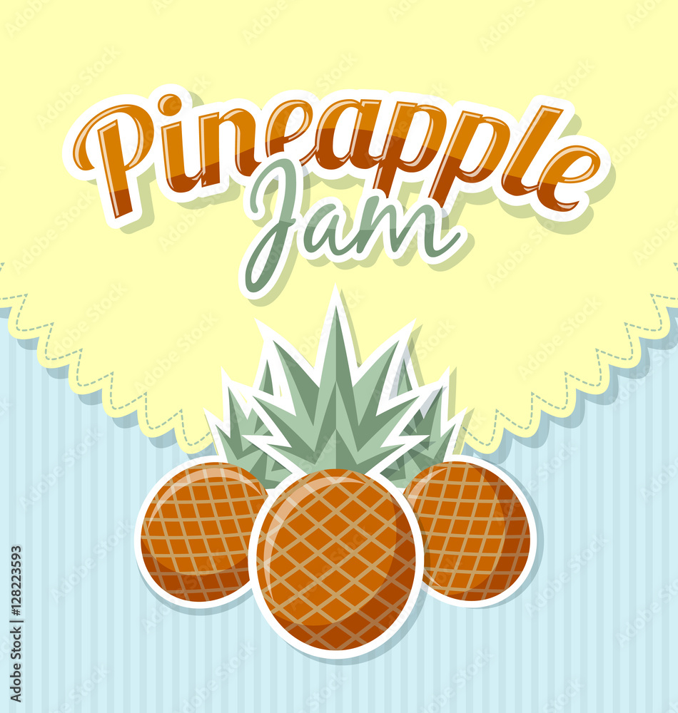 Pineapple jam label with title on striped background Stock Vector ...