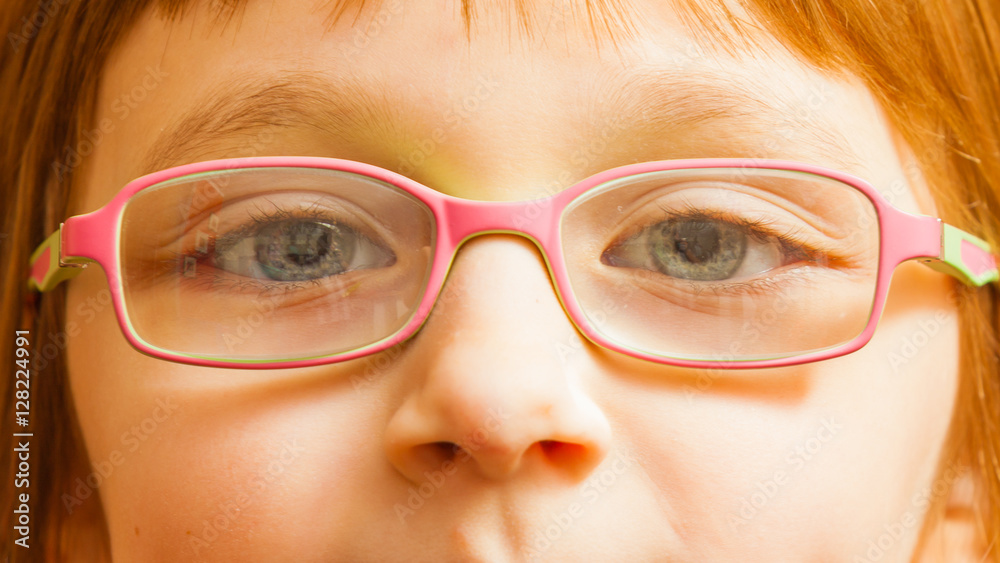 Closeup of young toddler girl in eyeglasses Closeup of young toddler girl in eyeglasses
