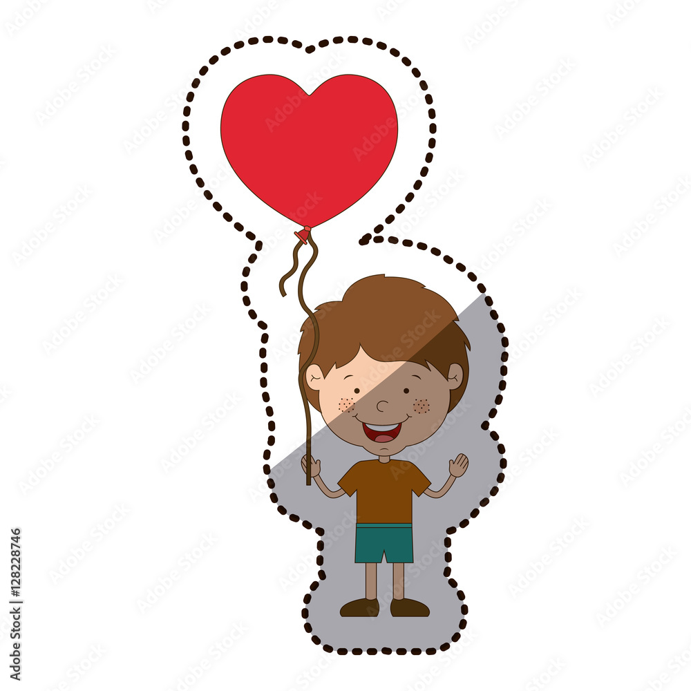 Boy cartoon with heart balloon icon. Kid childhood little people and person  theme. Isolated design. Vector illustration Stock Vector | Adobe Stock