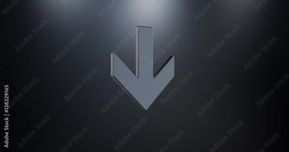 Animated Arrow Down Black 3d Icon Loop Modules for edit with alpha matte 
