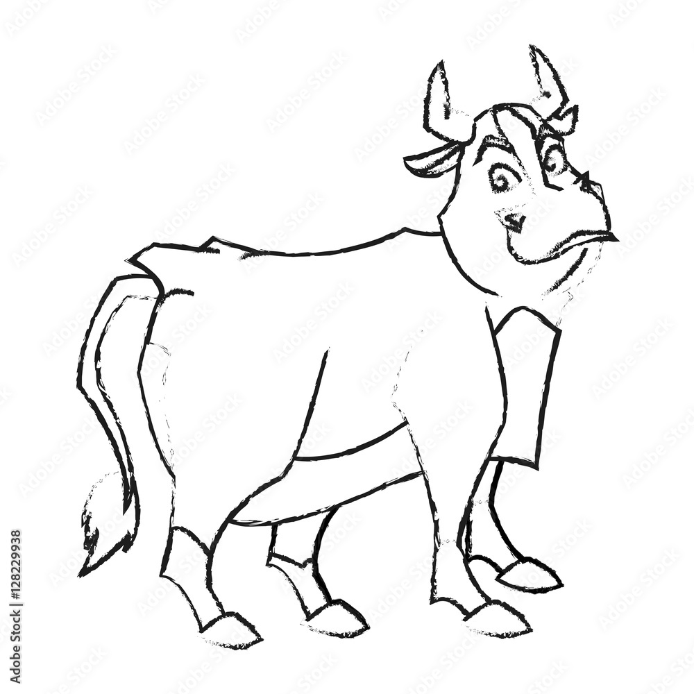 Bull cartoon icon. Animal farm nature rural and creature theme. Isolated design. Vector illustration