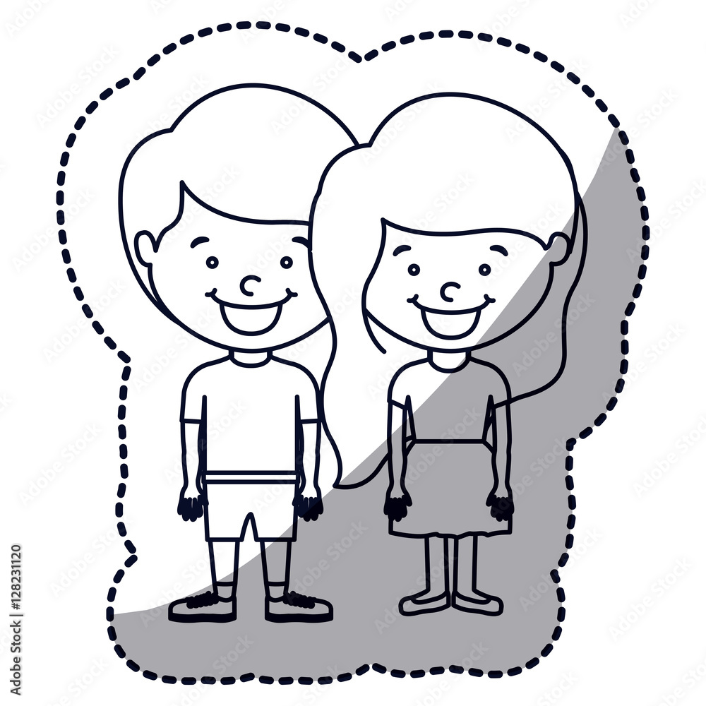 Girl and boy cartoon icon. Kid childhood little people and person theme. Isolated design. Vector illustration