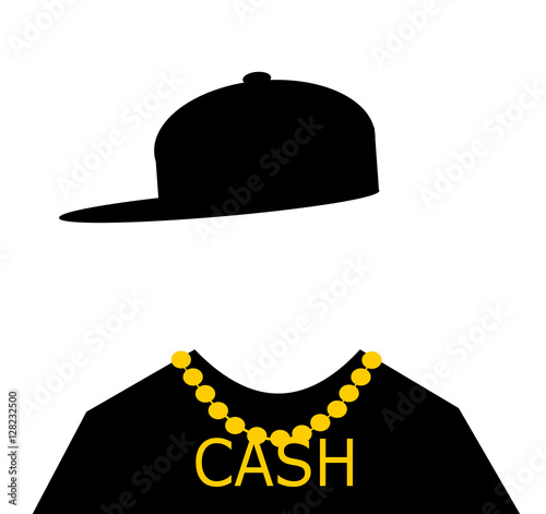 man wearing hip hop fashion and cash necklace