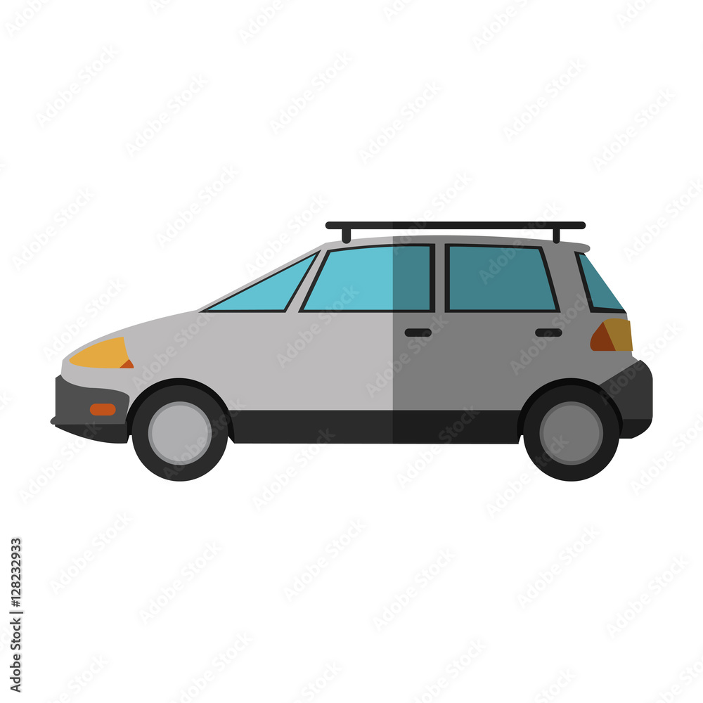 White car icon. Automobile transportation and vehicle theme. Isolated design. Vector illustration