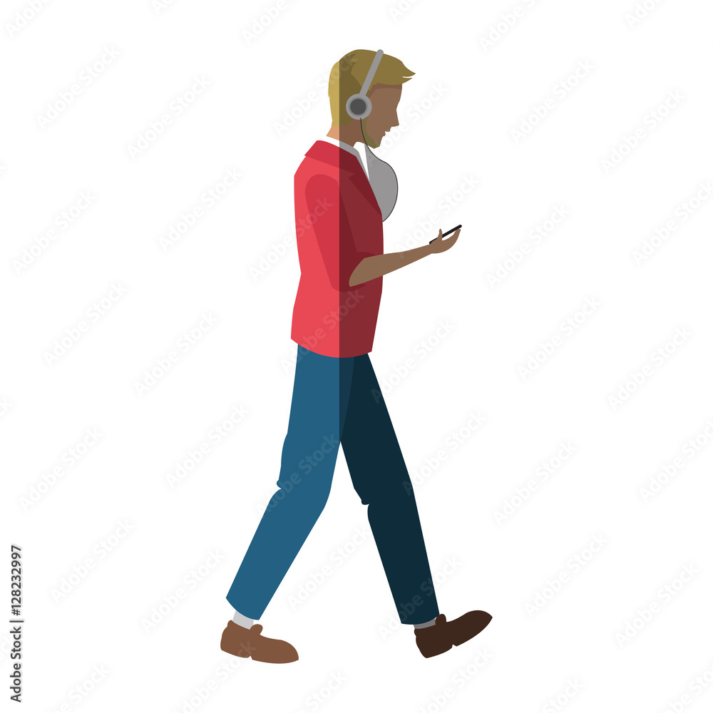 avatar boy with mp3 icon. Device gadget technology theme. Isolated design. Vector illustration avatar boy with mp3 icon. Device gadget technology theme. Isolated design. Vector illustration