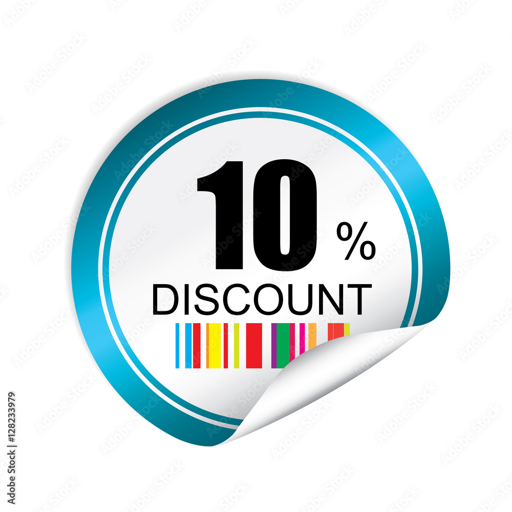 10% discount blue sticker, button, label and sign. 10% discount blue sticker, button, label and sign.