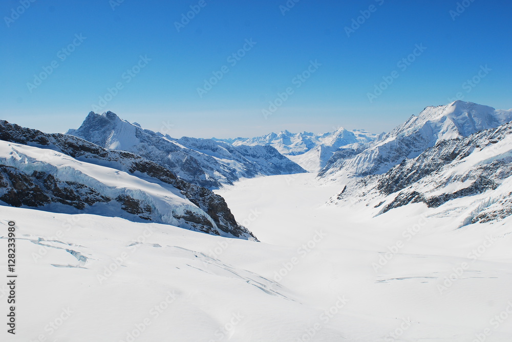  Jungfraujoch, Part of Swiss Alps Alpine Snow Mountain. White mountains in switzerland.