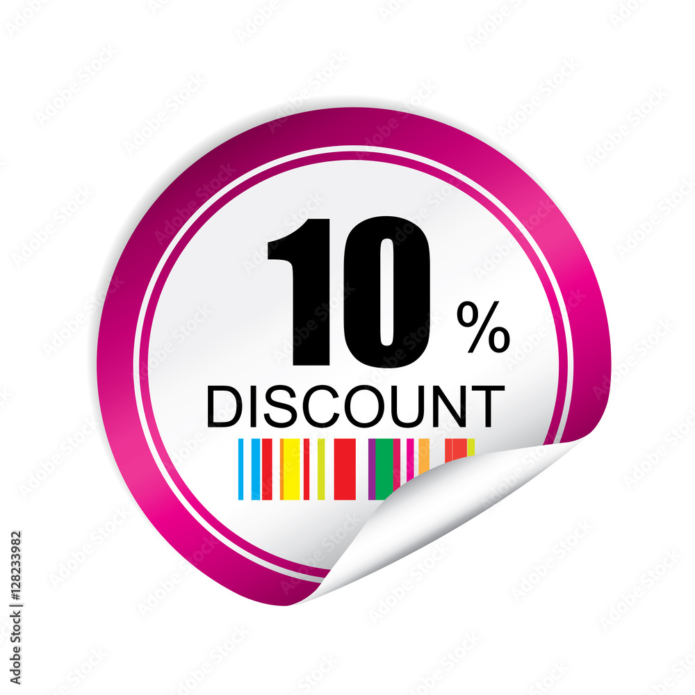 10% discount pink sticker, button, label and sign. 10% discount pink sticker, button, label and sign.