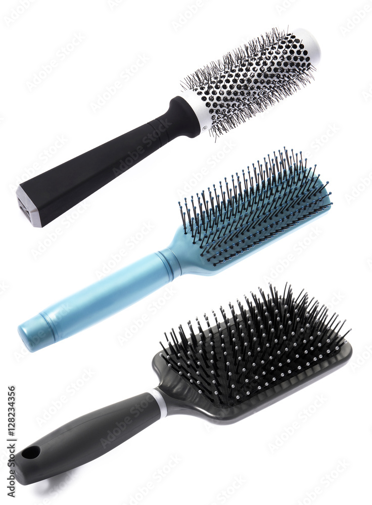 Hairbrushes on white background Hairbrushes on white background