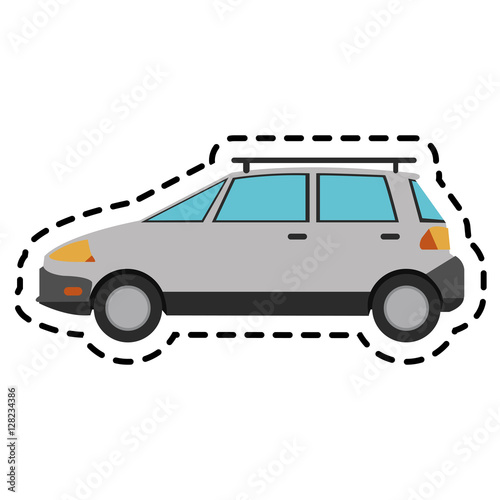 Fototapeta Naklejka Na Ścianę i Meble -  White car icon. Automobile transportation and vehicle theme. Isolated design. Vector illustration