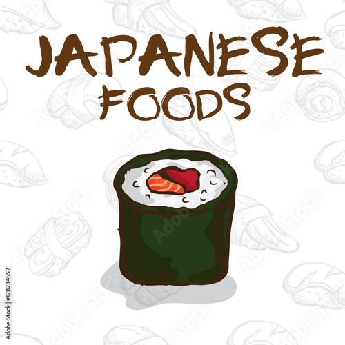  japan food sushi drawing graphic  design objects