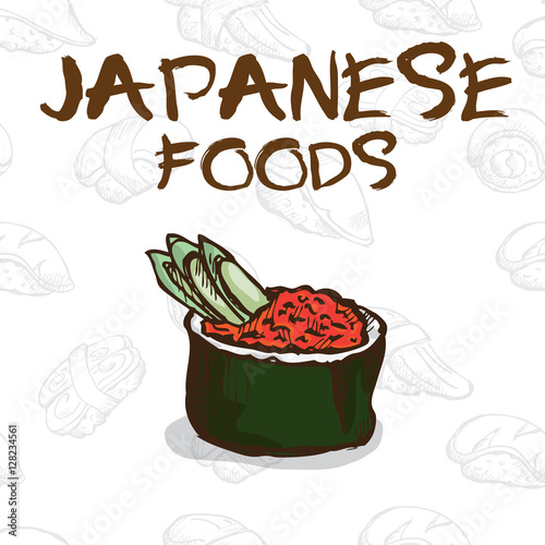  japan food sushi drawing graphic  design objects