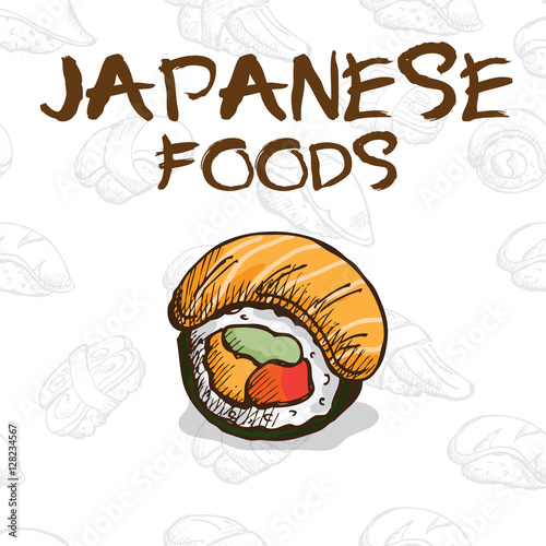  japan food sushi drawing graphic  design objects