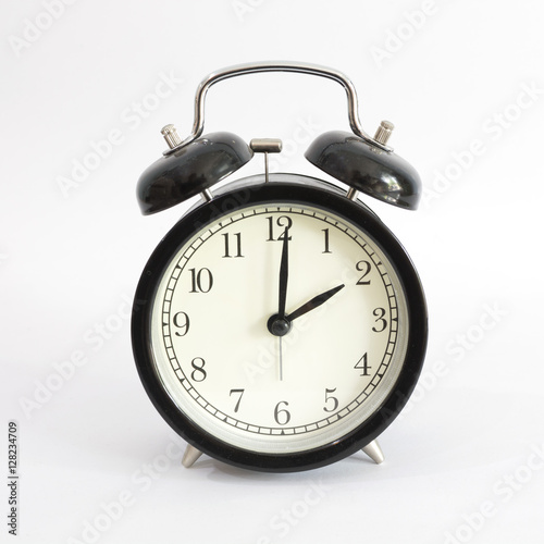 Alarm clock setting at 2 AM or PM isolated on white background