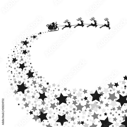Fototapeta Naklejka Na Ścianę i Meble -  santa's sleigh and startrack - Weihnachtsmann mit Schlitten Rentieren und Sternenschweif 