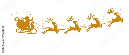 santa's sleigh and startrack - Weihnachtsmann mit Schlitten Rentieren und Sternenschweif 