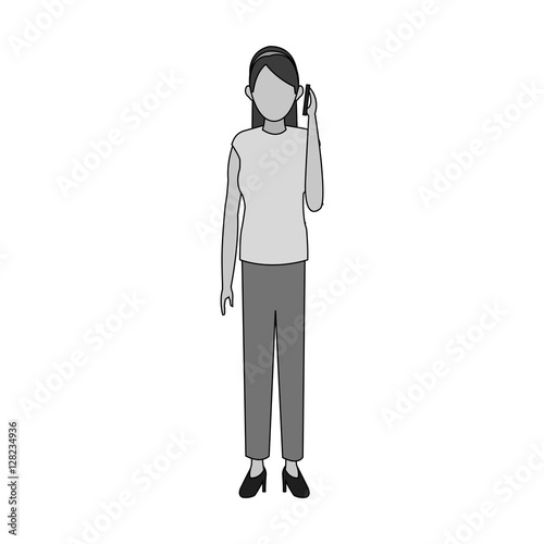 avatar girl with smartphone icon. Device gadget technology theme. Isolated design. Vector illustration