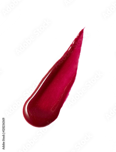 Red color lip gloss stroke on background