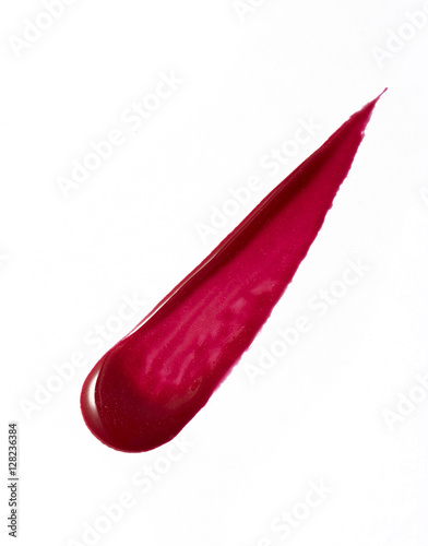 Red color lip gloss stroke on background