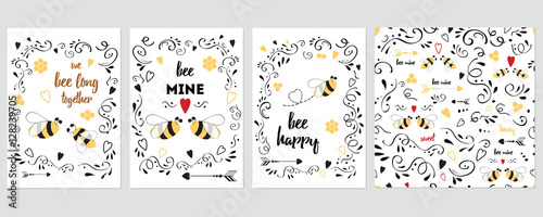 Set of birthday, greeting, invitation and Valentines day card.